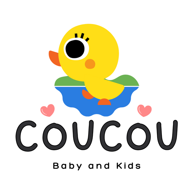 Logo of COUCOU Baby and Kids with a yellow duck character on a white background